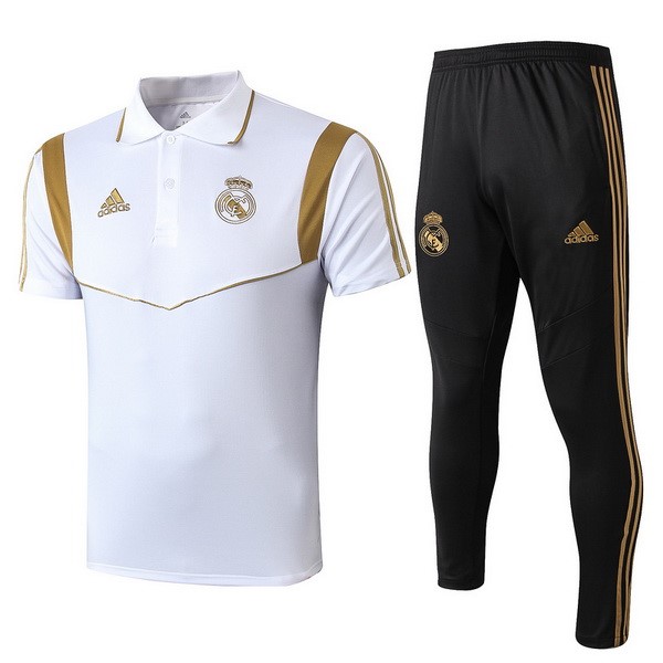 Polo Real Madrid Conjunto Completo 2019/20 Negro Blanco Oro